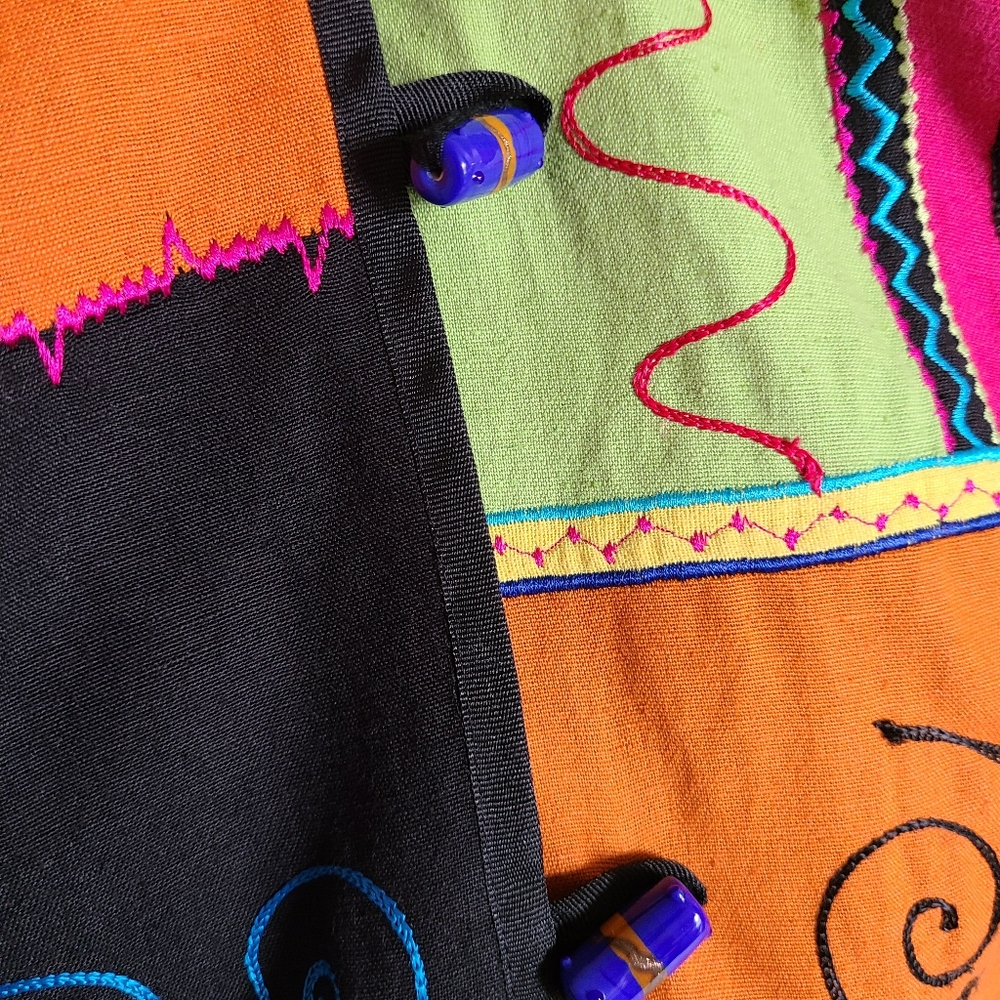 Indigo Moon Art to Wear Patchwork Color Block Flax Blend Jacket - Picture 8 of 10